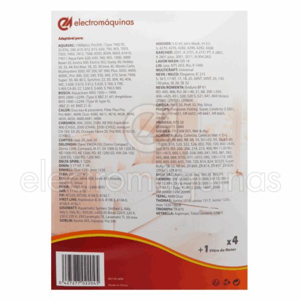 Sacos de Aspirador Compatíveis Rowenta RO195-MW