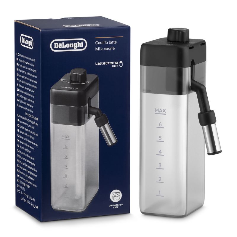 Jarro de leite automático Delonghi AS00006308 / DLSC031 — recipiente transparente com tampa e sistema integrado para espuma automática de leite.