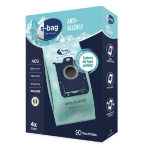 Saco de aspirador s-bag® Anti-Allergy E206S (ref. 9001684605) — pacote de 4 sacos de alta filtragem.