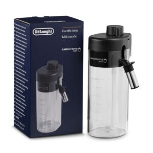 Jarro de leite Delonghi AS00005734 / DLSC029 — recipiente em plástico transparente com tampa, usado para armazenamento e serviço de leite em máquinas automáticas.