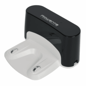 Imagem da base de reposição branca SS-2230002595 Rowenta com aspirador robot posicionado, pronta para recarregar a bateria