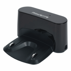 Imagem da base de carregamento SS-2230002534 Rowenta posicionada junto à parede com espaço frontal livre para o aspirador robot