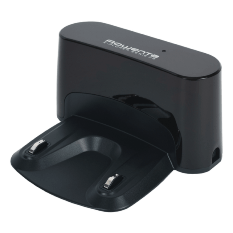 Imagem da base de carregamento SS-2230002534 Rowenta posicionada junto à parede com espaço frontal livre para o aspirador robot