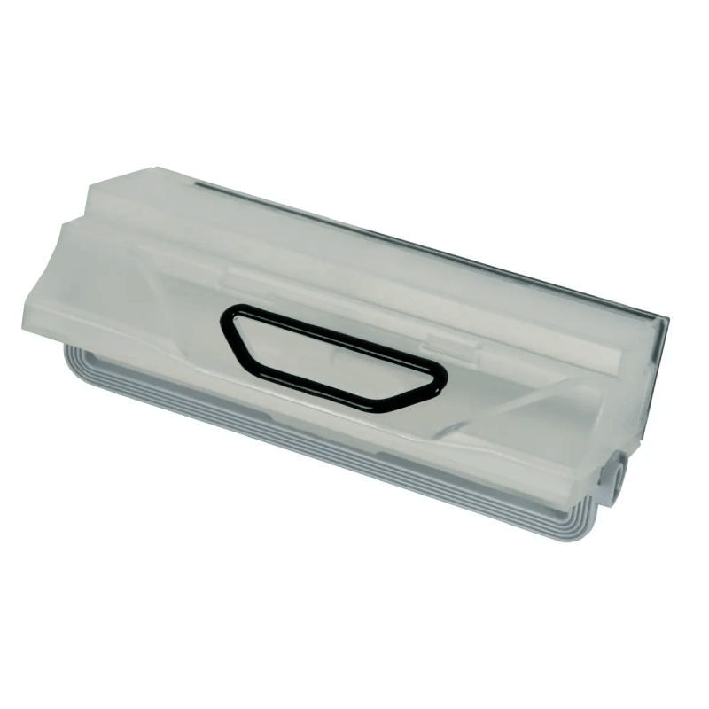 Imagem do recipiente de pó cinzento RS-2230001921 Rowenta removido do aspirador robot, pronto para esvaziamento