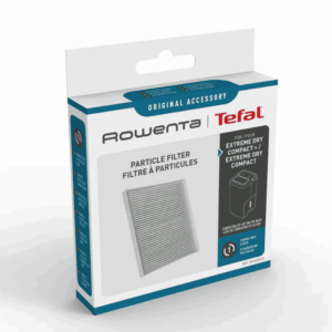 Imagem do filtro de partículas XD6035F0 Rowenta instalado em desumidificador Extreme Dry Compact e Compact+, higienizando o ar