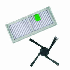 Imagem do kit ZR294002 Rowenta com filtro e escova lateral, pronto para manutenção do aspirador robot