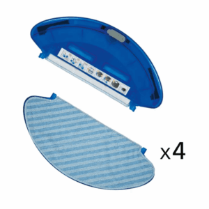 Imagem do suporte com 4 mopas de microfibra ZR690002 Rowenta encaixado no aspirador robot, para limpeza húmida de chão
