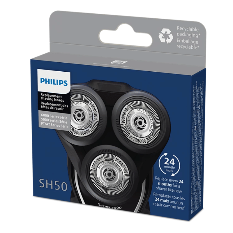 Imagem de 3 cabeças de corte SH50 MultiPrecision, compatíveis com séries S5000 e S6000, prontas para substituição