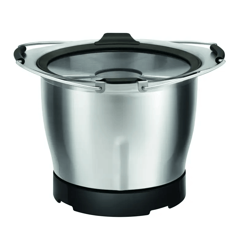 Imagem da Mini-Taça MOULINEX Companion XF38AE10 com tampa de vidro e pegas em silicone, ideal para preparar pequenas porções e receitas gourmet