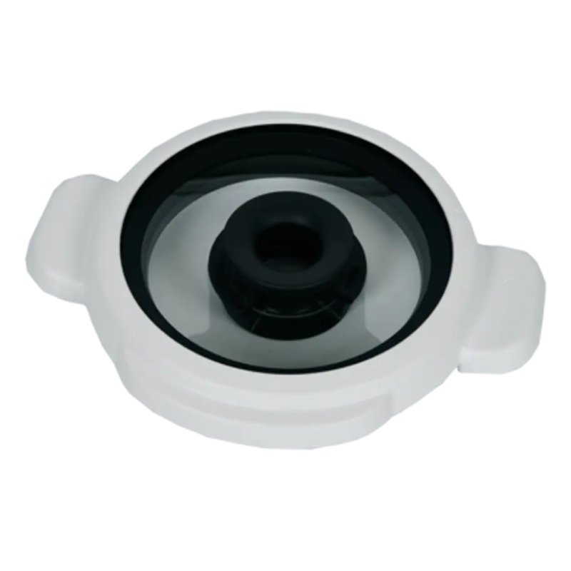 Imagem da tampa com junta branca MS-8030000747 com sistema de encaixe por rotação nas pegas da taça