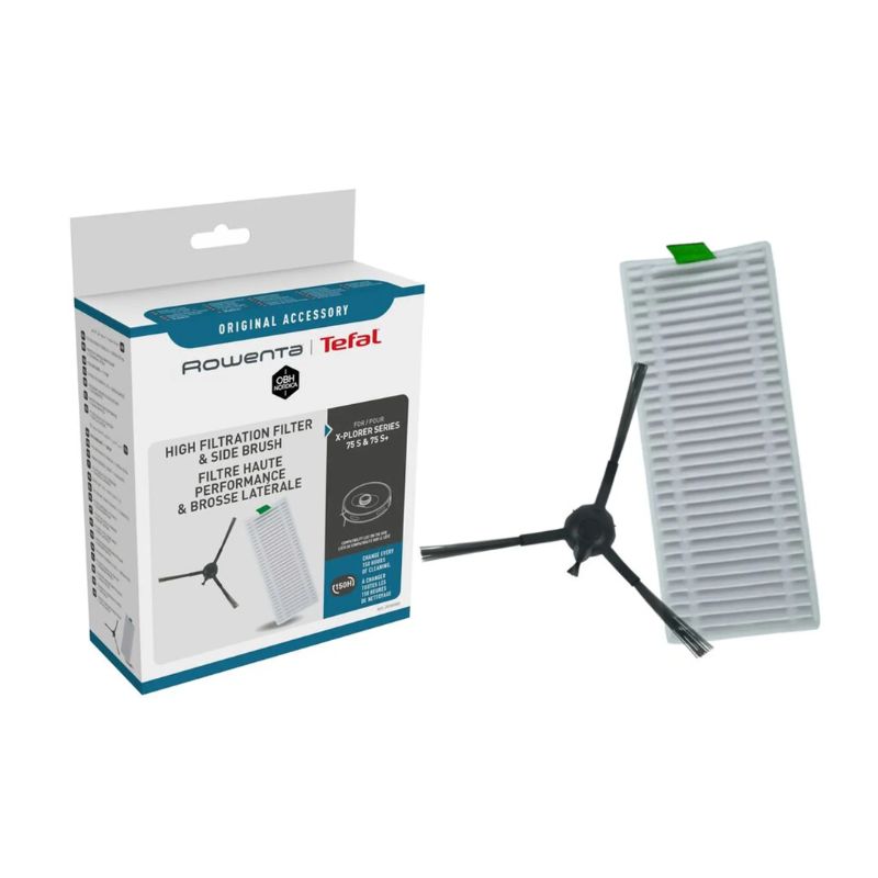 Kit escova lateral e filtro de alto desempenho para aspirador robot Rowenta referência ZR185002