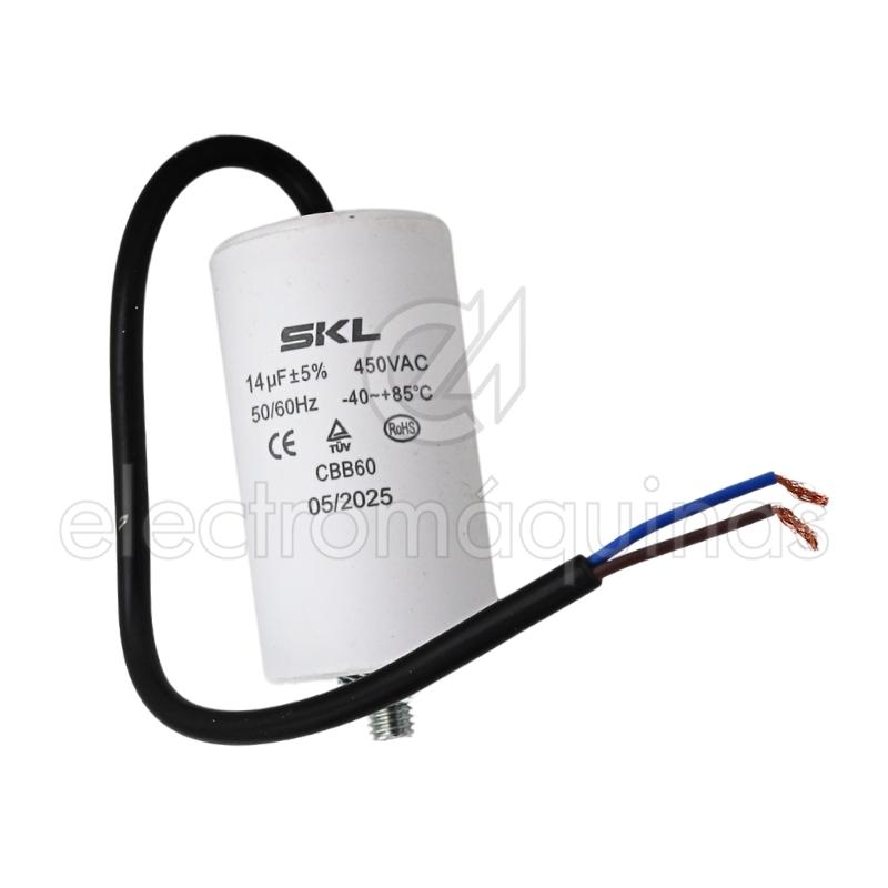 Condensador 14µF com fio para motores eléctricos