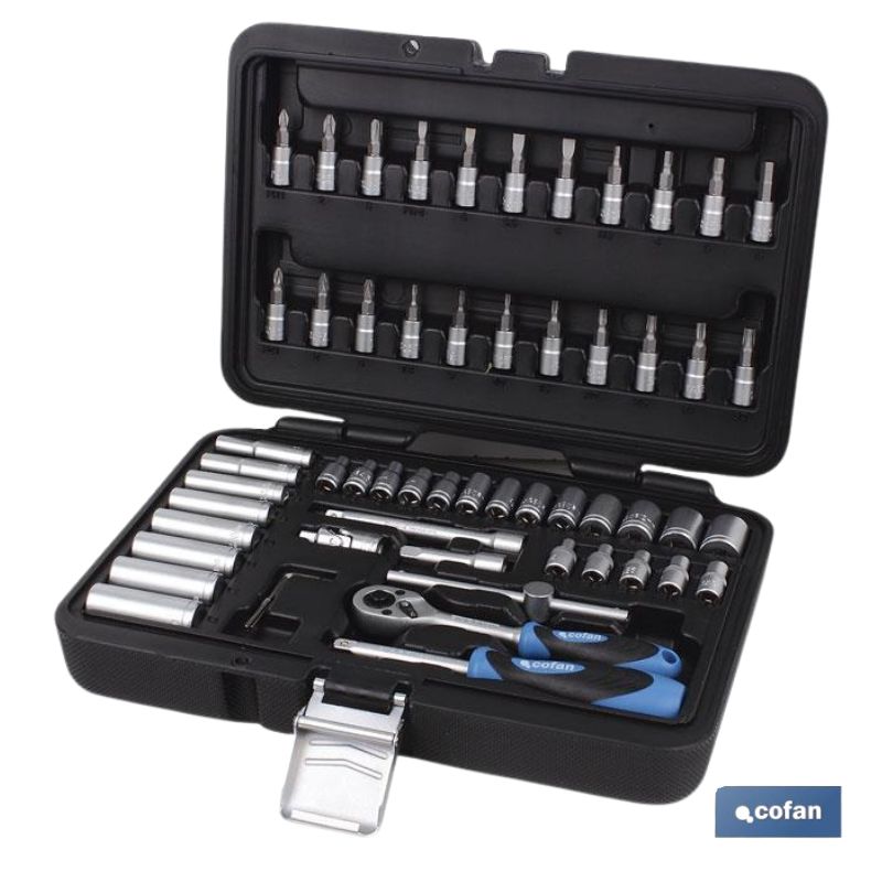 Mala profissional 57 peças 1/4 modelo 14009024 com vasos e pontas em estojo metálico