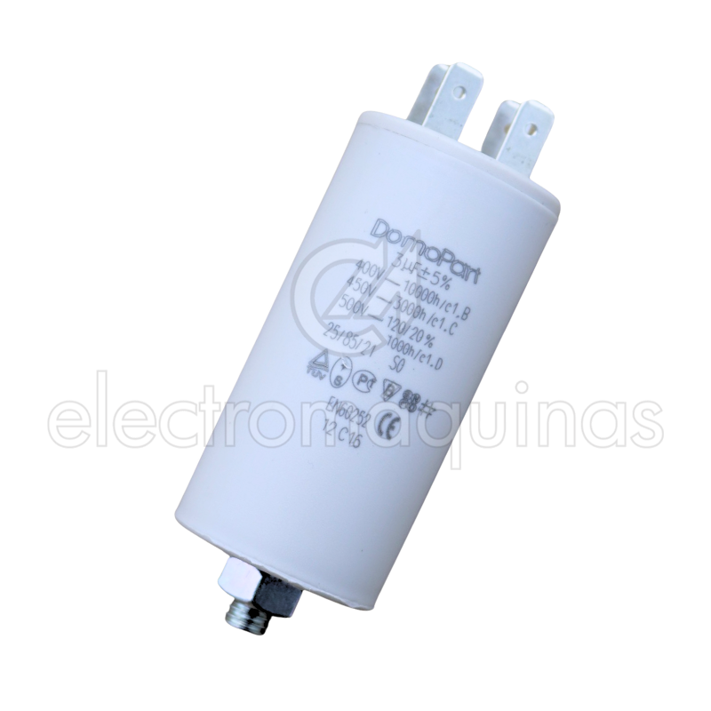 Condensador 3 µF 450V, peça de substituição para motores elétricos em equipamentos compatíveis.
