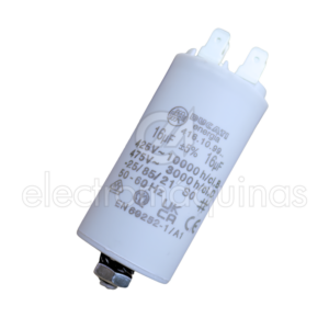 Condensador Ducati 16 µF 425V, peça de substituição para motores elétricos em equipamentos compatíveis.