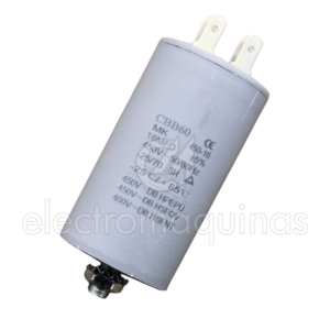 Condensador 16 µF 450V, peça de substituição para motores elétricos em equipamentos compatíveis.