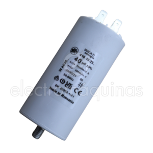 Condensador Ducati 40 µF 425V, peça de substituição para motores elétricos em equipamentos compatíveis.