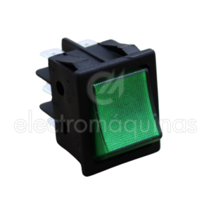 Interruptor Luminoso Basculante Verde de 16A com 6 Terminais