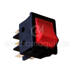 Interruptor Luminoso Basculante Vermelho de 16A com 6 Terminais