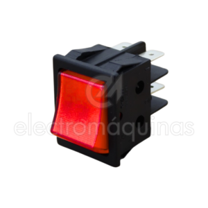 Interruptor Luminoso de Pressão Vermelho de 30x22 mm com 4 Terminais