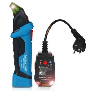 Localizador de fusíveis com testador de DR PeakTech P3432 030.00.0013, equipamento para identificação de circuitos e teste de diferenciais.