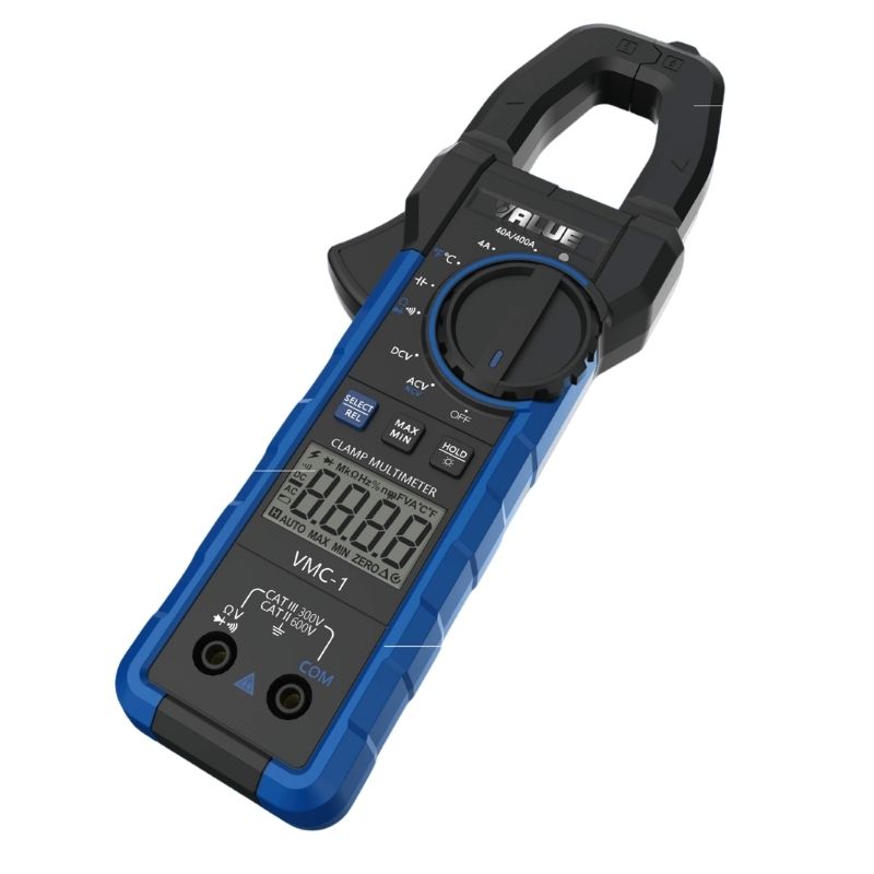 Multímetro de alicate digital VMC-1 03001003, equipamento para medições elétricas em trabalhos de diagnóstico e manutenção.
