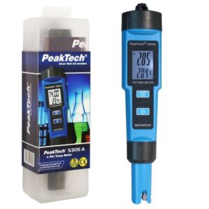 Medidor de pH 2 em 1 PeakTech P-5305-A, equipamento para medição de pH e temperatura.